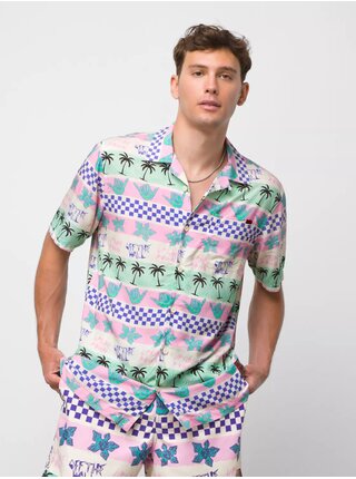 Zeleno-růžová unisex vzorovaná košile VANS California Stripe