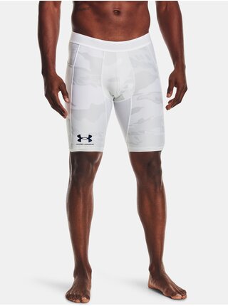 Šedo-bílé pánské vzorované kompresní kraťasy Under Armour HG Iso-Chill