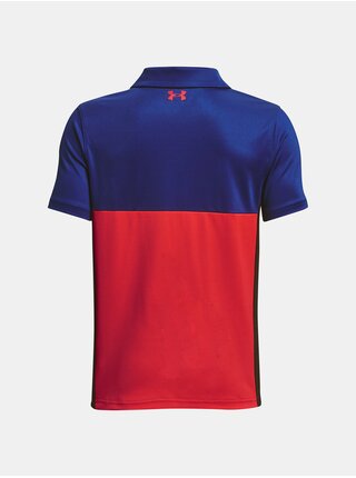Červeno-modré klučičí sportovní polo tričko Under Armour Performance Blocked