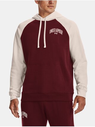 Krémovo-vínová pánská mikina s kapucí Under Armour 