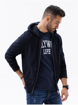 Tmavě modrý pánský svetr na zip Ombre Clothing