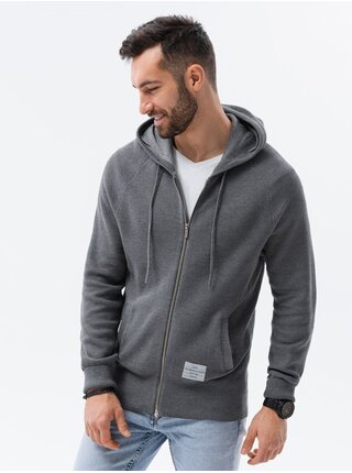 Šedý pánský svetr na zip Ombre Clothing