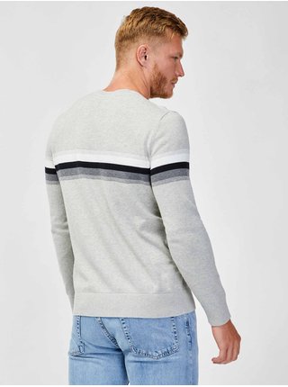 Šedý pánský bavlněný svetr s pruhy GAP