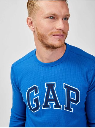 Modré pánské tričko GAP soft waffle logo 