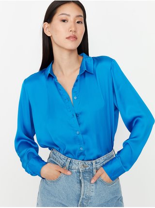 Modrá dámská saténová košile Trendyol 