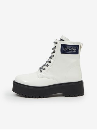 Bílé dámské kotníkové boty na platformě Lee Cooper