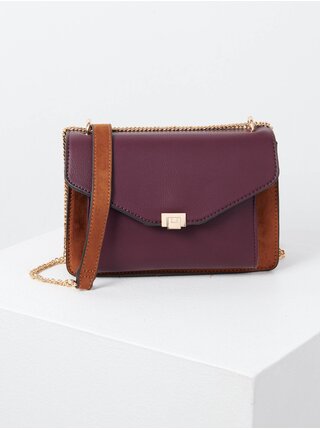 Hnědo-vínová crossbody kabelka CAMAIEU  