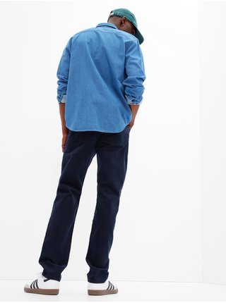 Tmavě modré pánské manšestrové slim fit kalhoty GAP
