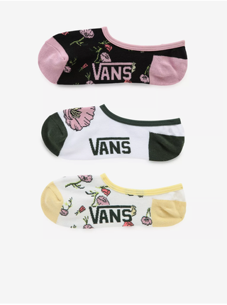 Sada tří párů dámských květovaných ponožek v bílé a černé barvě VANS