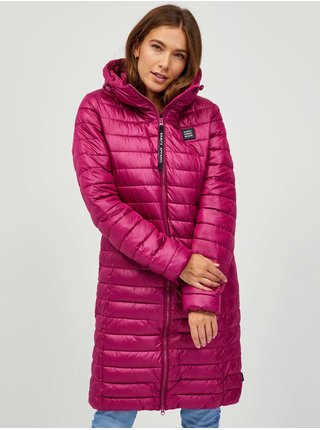 Tmavě růžový dámský prošívaný kabát Sam 73