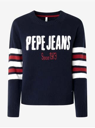 Tmavomodrý dámsky sveter s prímesou vlny Pepe Jeans Bobby