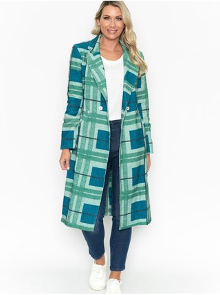 Modrý dámský kostkovaný lehký kabát Orientique Digital Print