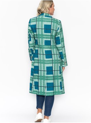 Modrý dámský kostkovaný lehký kabát Orientique Digital Print