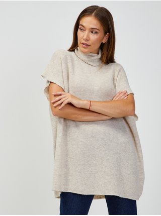 Krémový rebrovaný sveter s prímesou vlny ONLY Paris