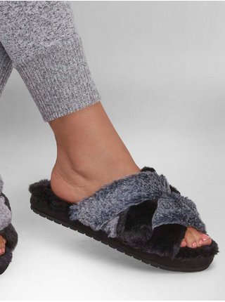 Šedo-černé dámské pantofle Skechers