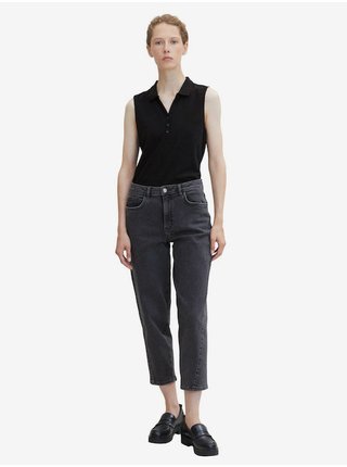 Tmavě šedé dámské zkrácené straight fit džíny Tom Tailor
