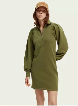 Khaki dámské mikinové šaty s balonovými rukávy Scotch & Soda