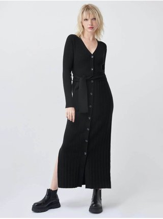 Černé dámské dlouhé propínací pletené šaty Salsa Jeans