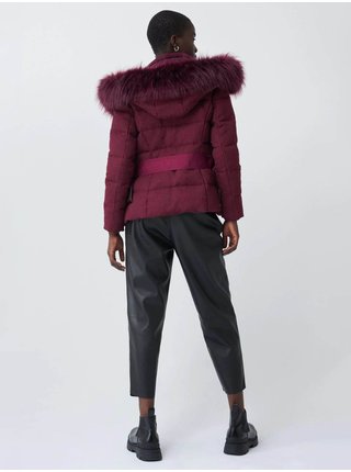Vínová dámská zimní bunda s umělým kožíškem Salsa Jeans