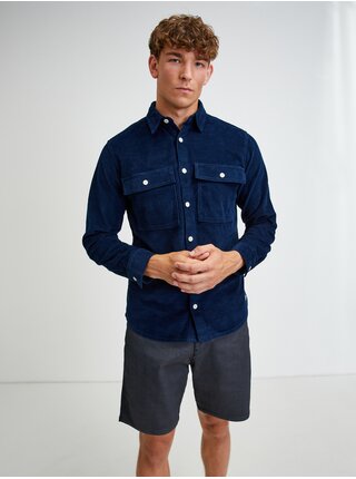 Tmavě modrá manšestrová košile Jack & Jones Gordon