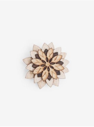 Hnědá dřevěná ozdoba do klopy BeWooden Bellis Flower 
