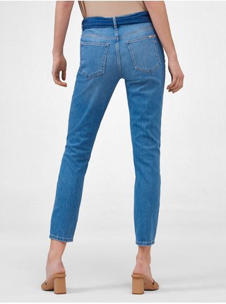 Světle modré zkrácené skinny fit džíny s páskem ORSAY