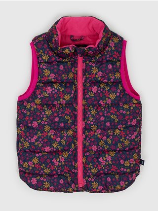 Růžová holčičí květovaná lehká prošívaná vesta GAP