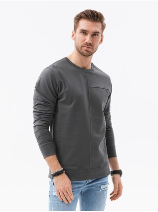 Šedá pánská mikina bez kapuce Ombre Clothing
