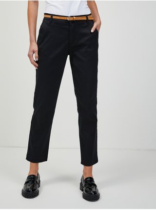 Černé zkrácené chino kalhoty s páskem ORSAY