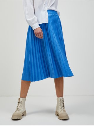 Modrá plisovaná midi sukně ORSAY