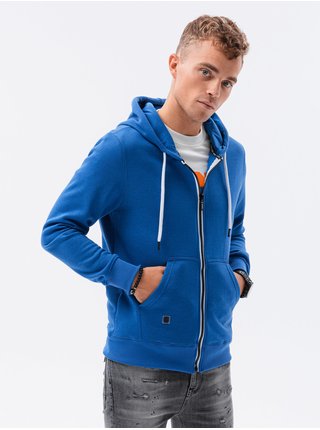 Modrá pánská mikina na zip s kapucí Ombre Clothing basic basic