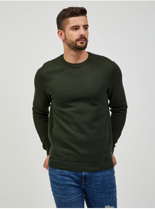 Tmavě zelený žebrovaný basic svetr Jack & Jones Otto