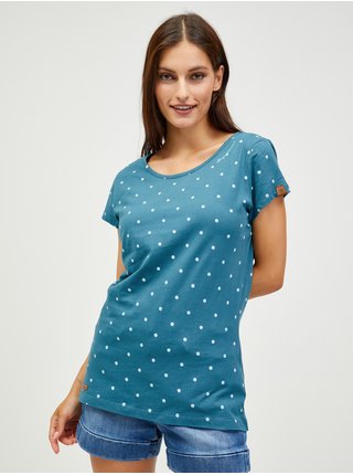 Petrolejové dámske bodkované tričko Ragwear Mint Dots