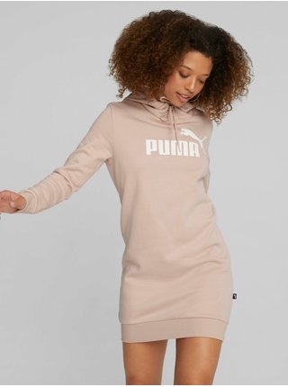 Světle růžové mikinové šaty s kapucí Puma