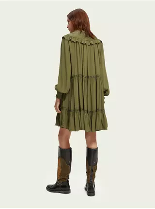 Khaki dámské šaty s volány Scotch & Soda