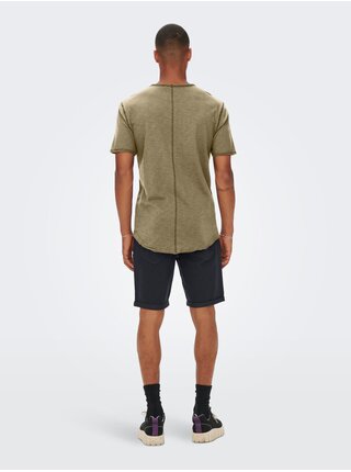 Kaki pánske melírované basic tričko ONLY & SONS Benne