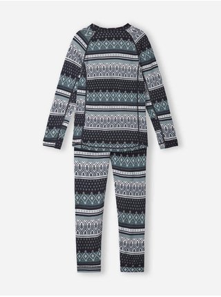 Černo-modrý dětský vzorovaný vlněný set svetru a kalhot Reima Taitoa