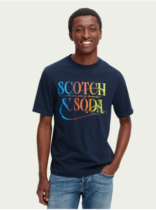 Tmavomodré pánske tričko s potlačou Scotch & Soda