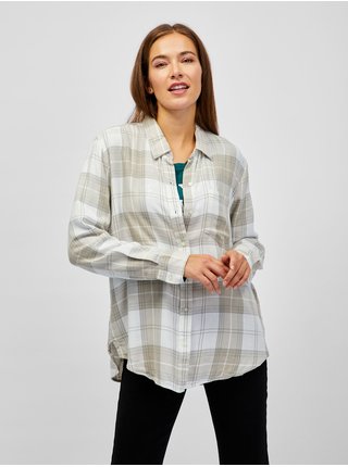 Béžová dámská kostkovaná flanelová košile GAP