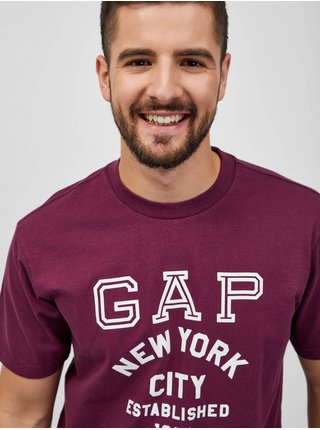 Vínové pánske tričko s potlačou GAP New York City