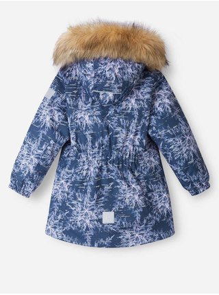 Modrá vzorovaná detská nepremokavá zimná bunda Reima Silda