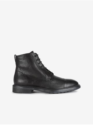 Černé pánské kožené kotníkové boty Geox Aurelio