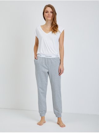 Světle šedé dámské žíhané pyžamové kalhoty Calvin Klein Underwear