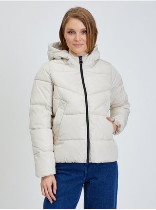 Krémová prošívaná zimní bunda s kapucí ONLY Amanda
