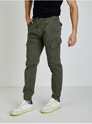 Voľnočasové nohavice pre mužov Tom Tailor Denim - tmavozelená
