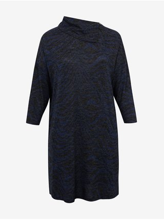 Tmavě modré žíhané svetrové šaty Fransa
