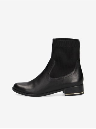 Černé dámské kožené kotníkové boty Caprice