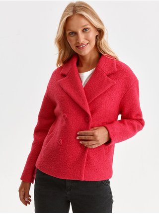 Tmavě růžový dámský kabátek s příměsí vlny TOP SECRET
