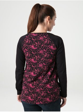 ABESSA dámské triko černá celopotisk | růžová LOAP
