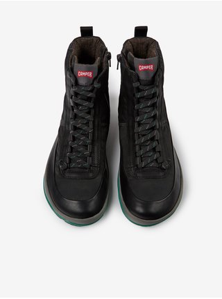 Černé pánské kotníkové kožené zimní boty Camper